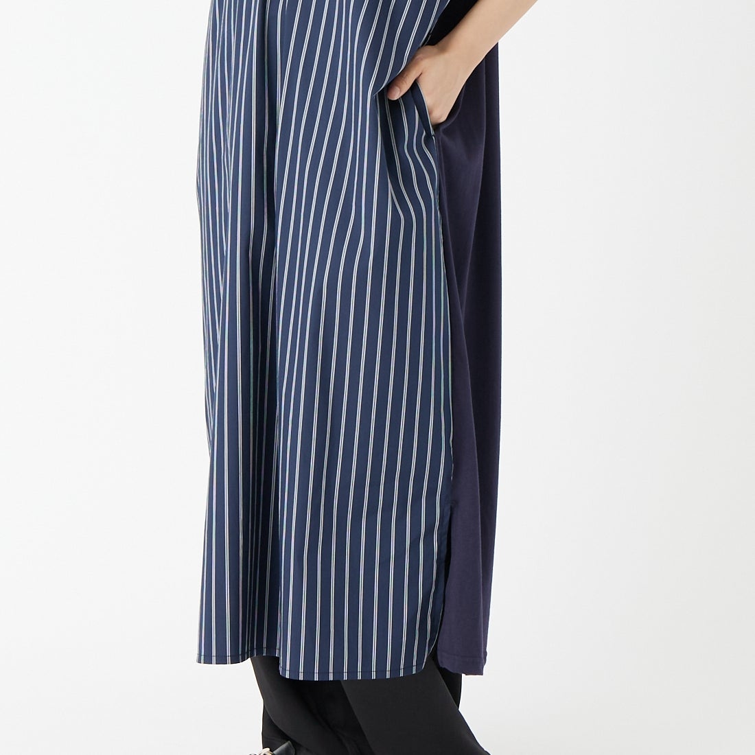 Jf Ready Made [ジェイエフレディメイド] キーネックワンピース [3212105] 595 STﾈｲﾋﾞ &&モデル身長：162cm 着用サイズ：F&&