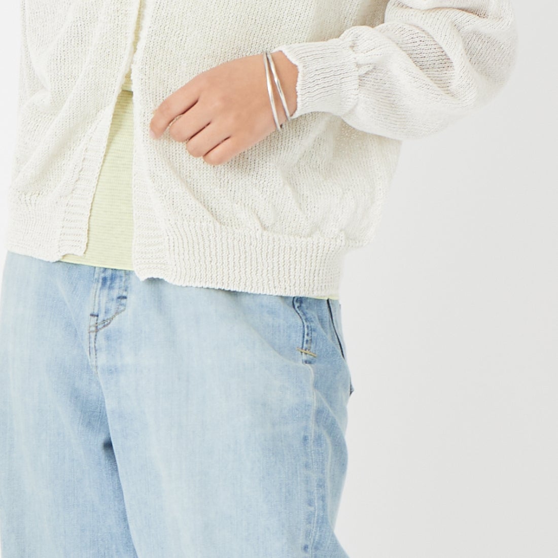 Jeans Factory Clothes [ジーンズファクトリークローズ] ホールガーメント フードカーディガン [113-2065] ｵﾌﾎﾜｲﾄ &&モデル身長：162cm 着用サイズ：F&&