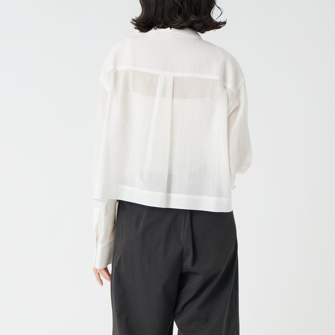 USINE [ユジーヌ] シアー短丈シャツ [IN11-SH-6] 3 OFF &&モデル身長：162cm 着用サイズ：F&&