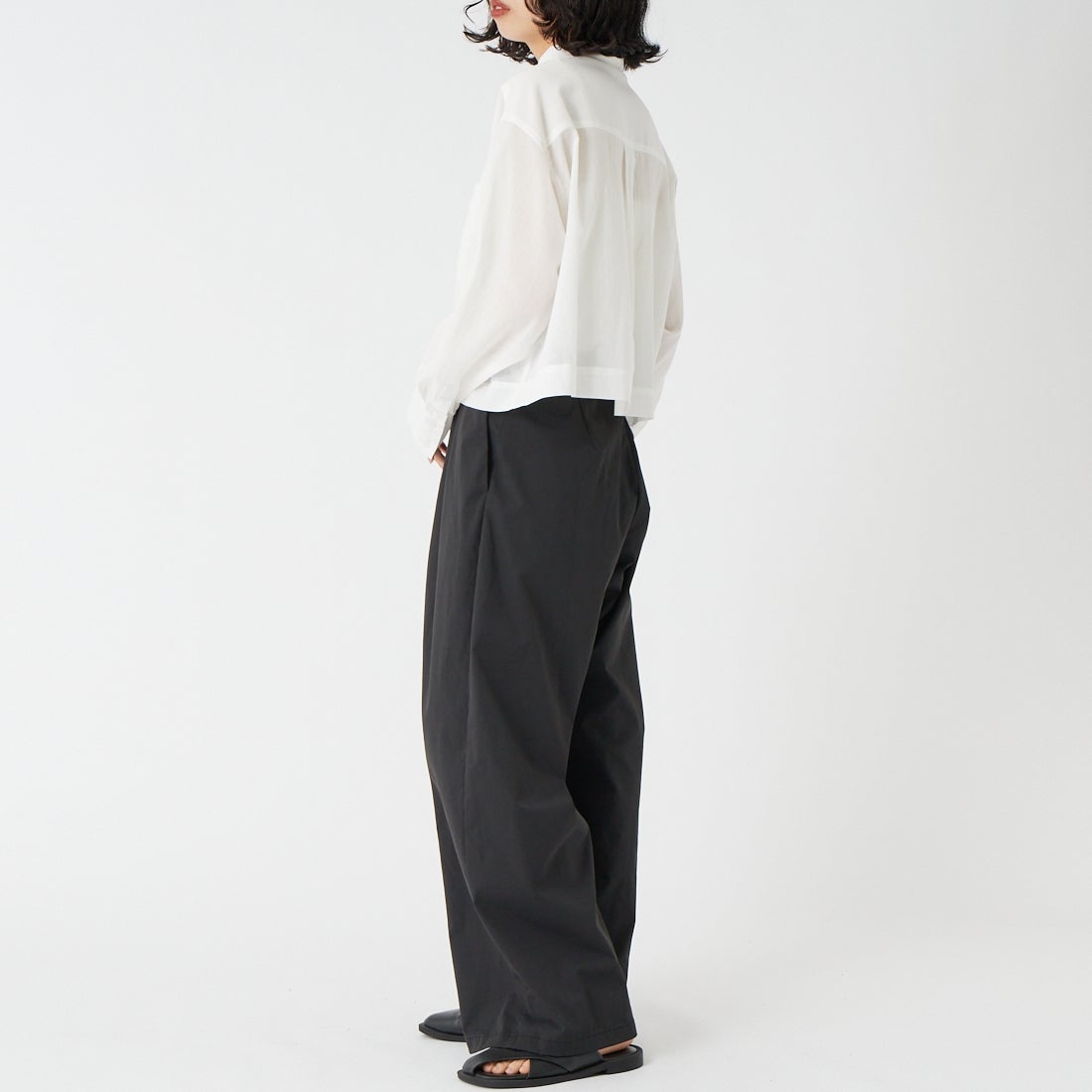 USINE [ユジーヌ] シアー短丈シャツ [IN11-SH-6] 3 OFF &&モデル身長：162cm 着用サイズ：F&&