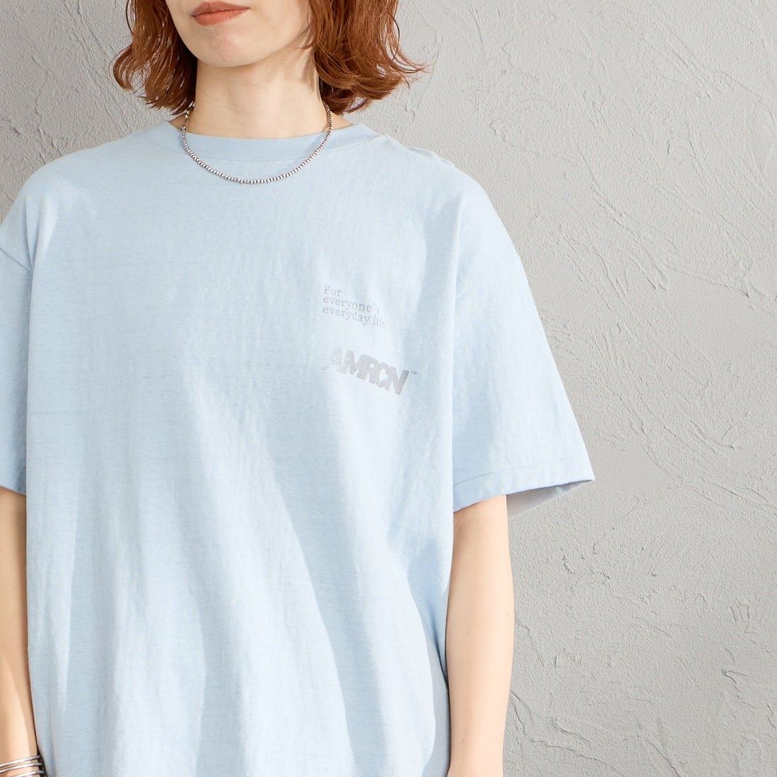 Americana [アメリカーナ] バックプリントTシャツ [BRF-808A-1] ﾌﾞﾙｰｸﾞﾚｰ &&モデル身長：158cm 着用サイズ：ONE SIZE&&