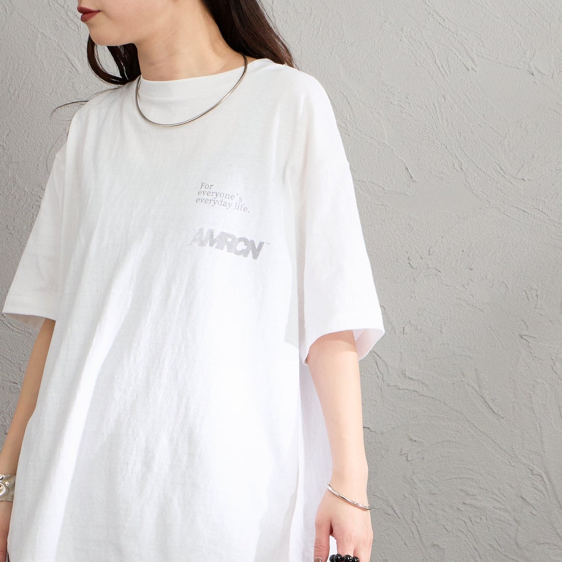 Americana [アメリカーナ] バックプリントTシャツ [BRF-808A-1] ﾎﾜｲﾄ &&モデル身長：150cm 着用サイズ：ONE SIZE&&