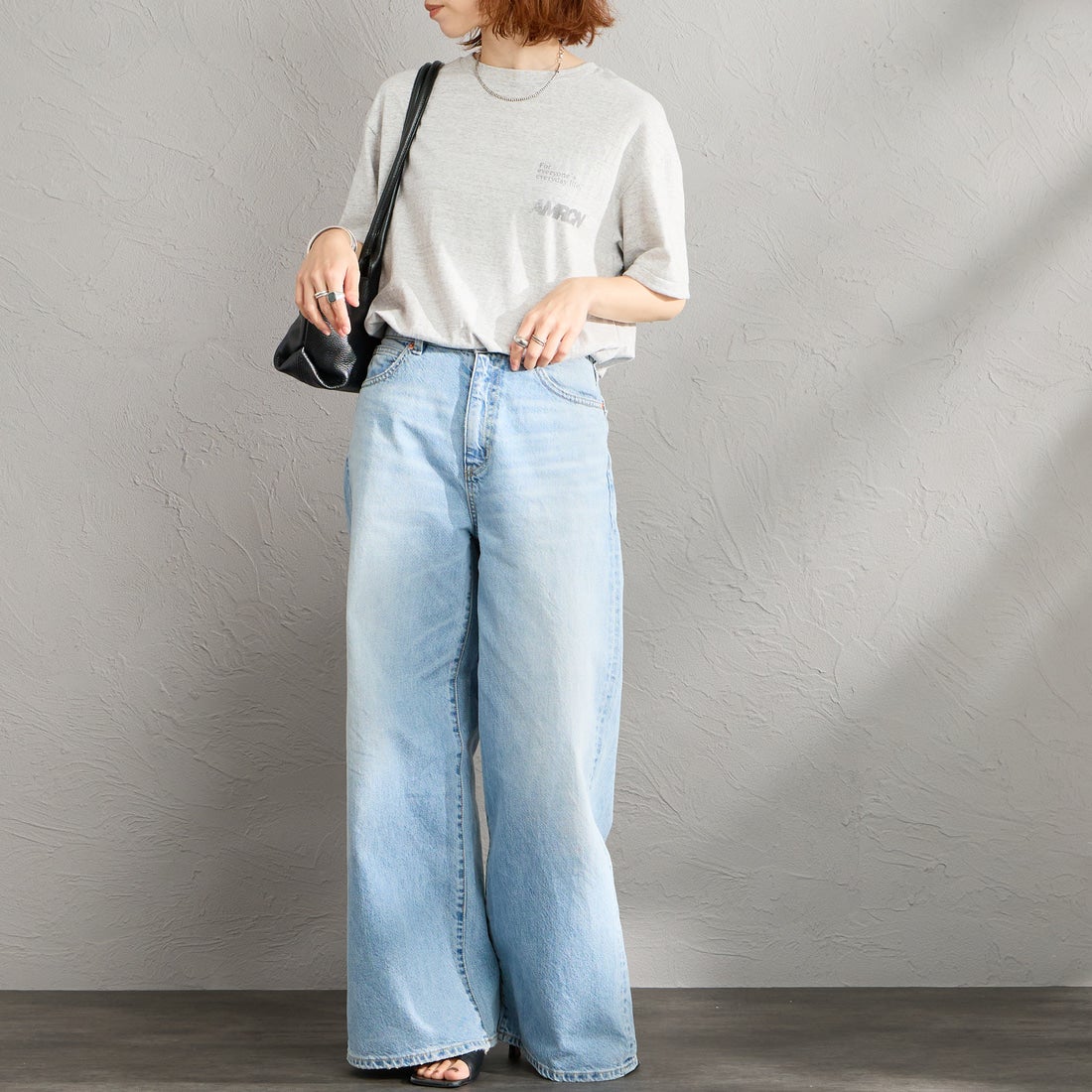 Americana [アメリカーナ] バックプリントTシャツ [BRF-808A-1] ﾓｸｸﾞﾚｰ &&モデル身長：158cm 着用サイズ：ONE SIZE&&