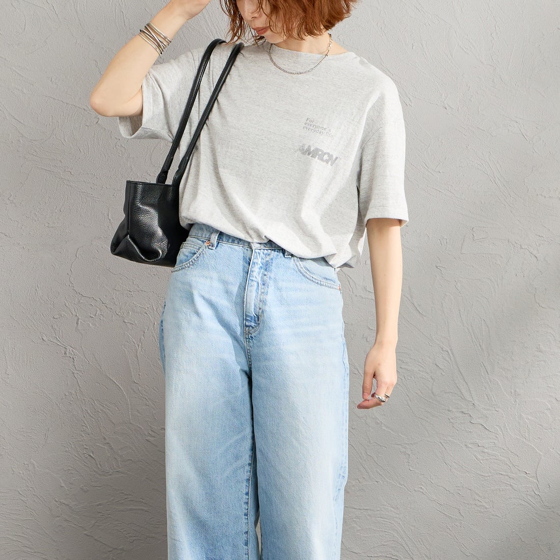 Americana [アメリカーナ] バックプリントTシャツ [BRF-808A-1] ﾓｸｸﾞﾚｰ &&モデル身長：158cm 着用サイズ：ONE SIZE&&