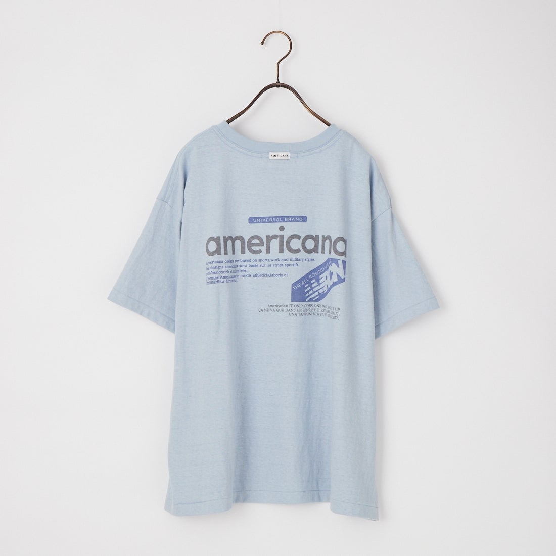 アメリカーナ AMERICANA ボーダー カットソー バックプリント 長袖 アメリカーナ ボーダーTシャツ ロンT バックオープン 裾フレア 日本製
