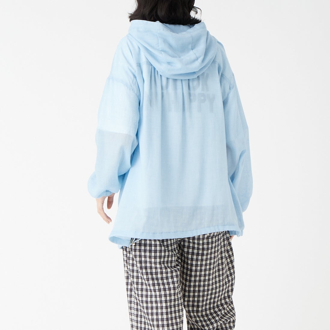 Jf Ready Made [ジェイエフレディメイド] ボイルシャンブレーフードシャツ [8565331-01] 81 ｻｯｸｽ &&モデル身長：162cm 着用サイズ：F&&