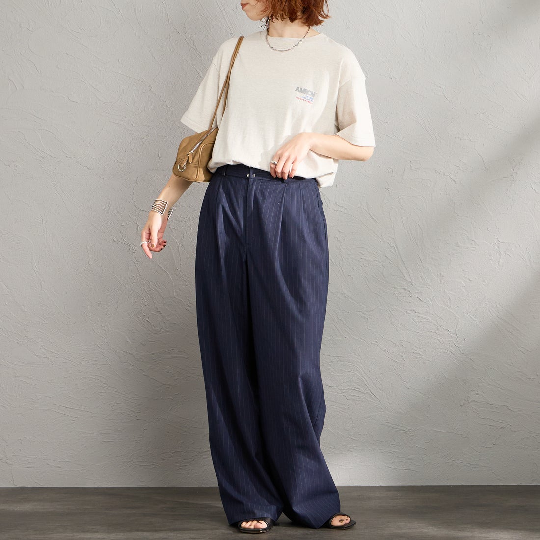 Americana [アメリカーナ] AMERCN バックプリントTシャツ [BRF-808A-2] ｵｰﾄﾐｰﾙ &&モデル身長：158cm 着用サイズ：ONE SIZE&&