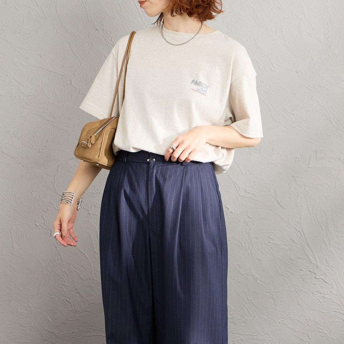 Americana [アメリカーナ] AMERCN バックプリントTシャツ [BRF-808A-2] ｵｰﾄﾐｰﾙ &&モデル身長：158cm 着用サイズ：ONE SIZE&&