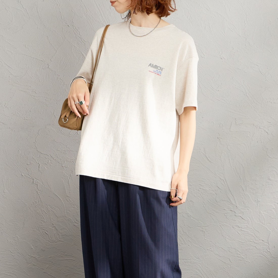 Americana [アメリカーナ] AMERCN バックプリントTシャツ [BRF-808A-2] ｵｰﾄﾐｰﾙ &&モデル身長：158cm 着用サイズ：ONE SIZE&&