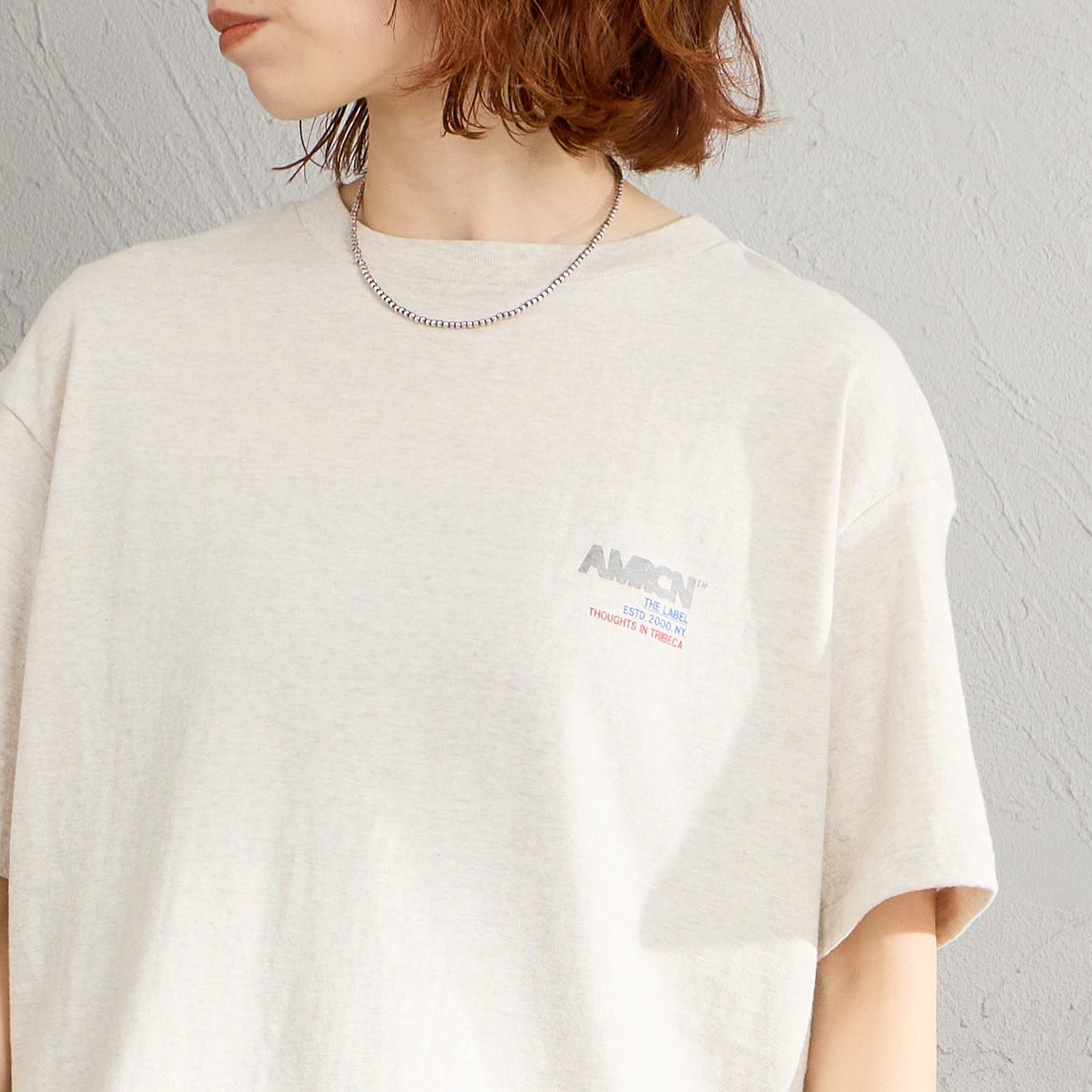 Americana [アメリカーナ] AMERCN バックプリントTシャツ [BRF-808A-2] ｵｰﾄﾐｰﾙ &&モデル身長：158cm 着用サイズ：ONE SIZE&&