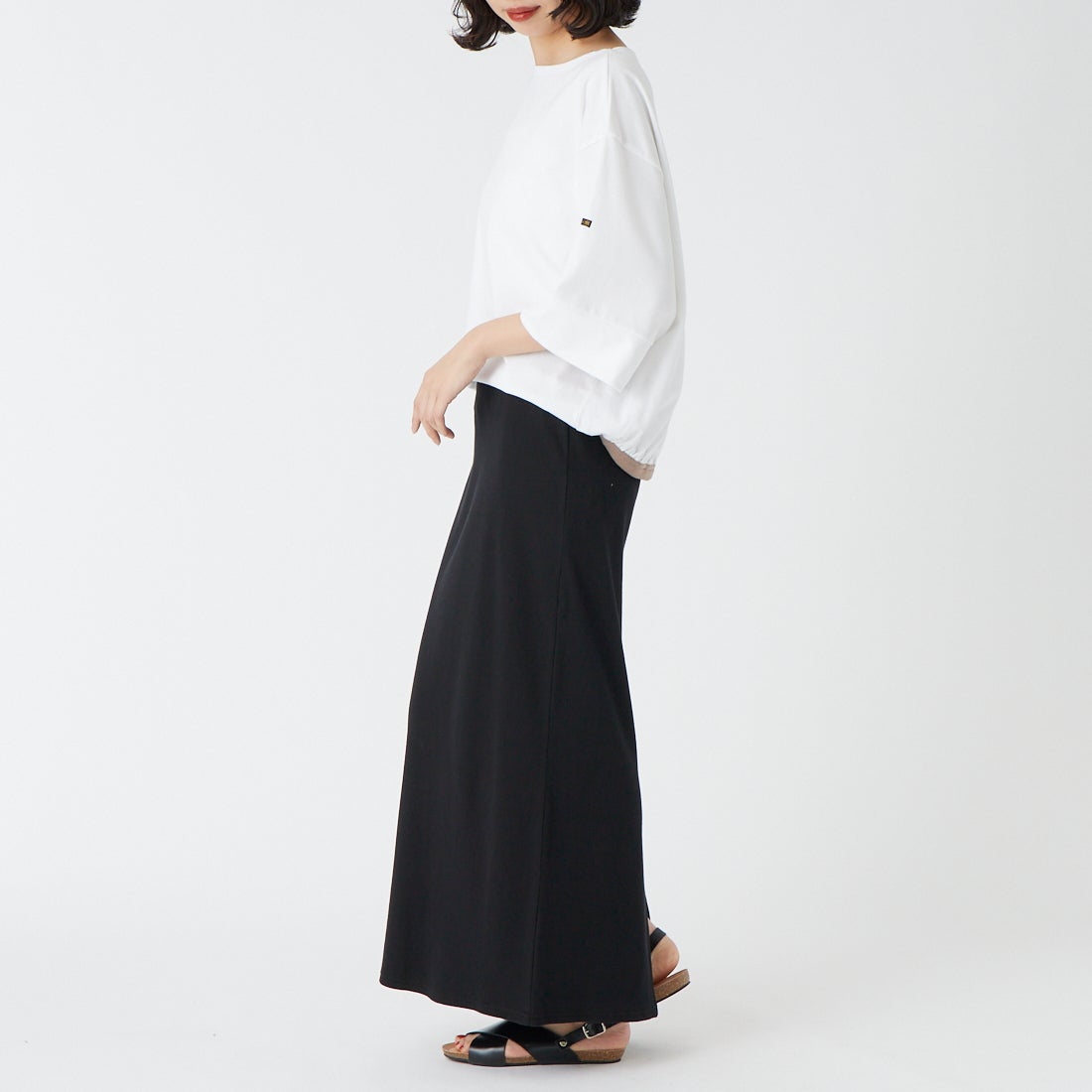 KHA:KI [カーキ] バックヘムラインバスクシャツ [MIL26HCS3477] WHITE/GRAY &&モデル身長：162cm 着用サイズ：1&&