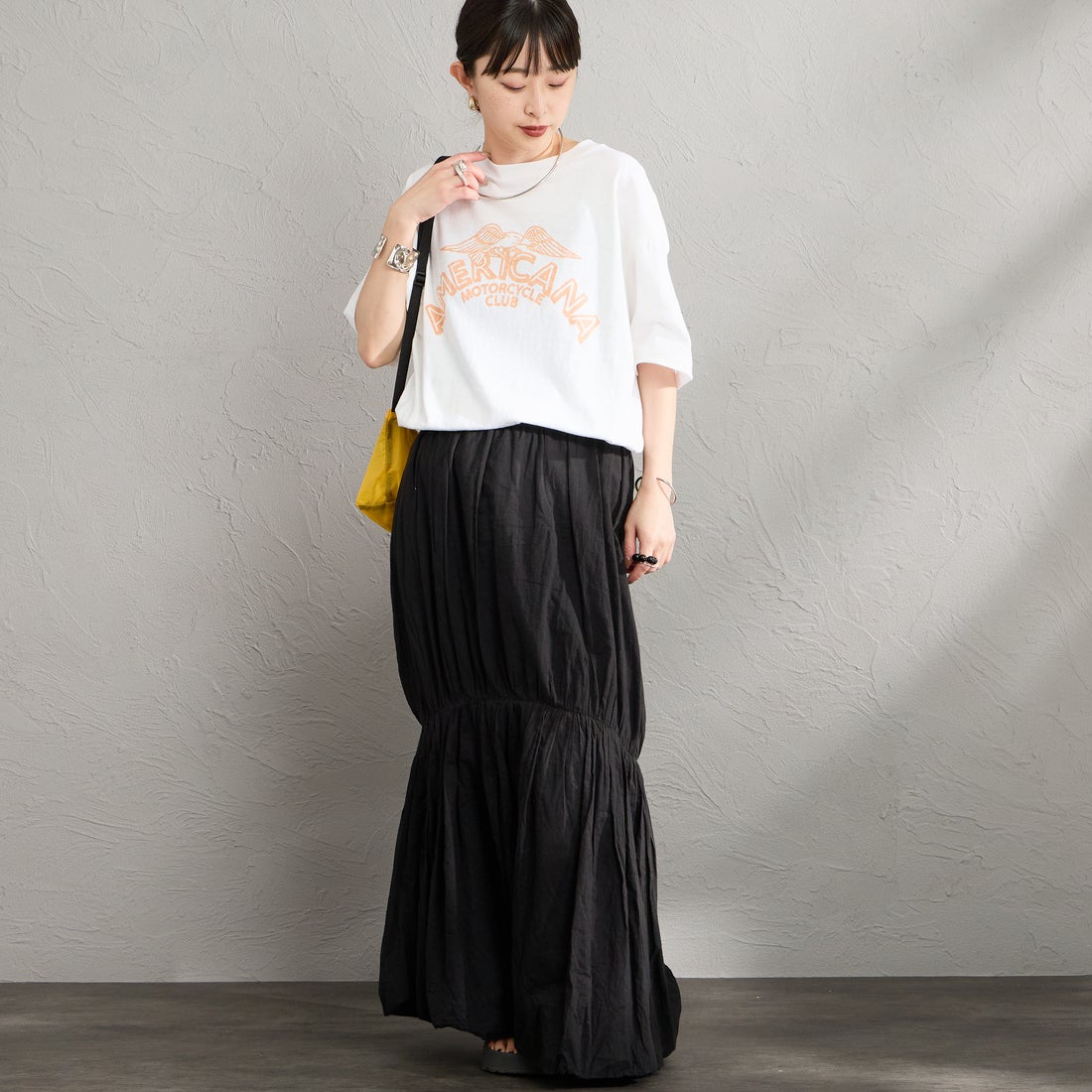 Americana [アメリカーナ] プリントTシャツ [BRF-808A-8] ﾎﾜｲﾄ &&モデル身長：150cm 着用サイズ：ONE SIZE&&