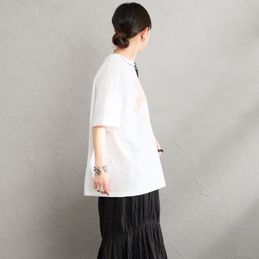 Americana [アメリカーナ] プリントTシャツ [BRF-808A-8] ﾎﾜｲﾄ &&モデル身長：150cm 着用サイズ：ONE SIZE&&