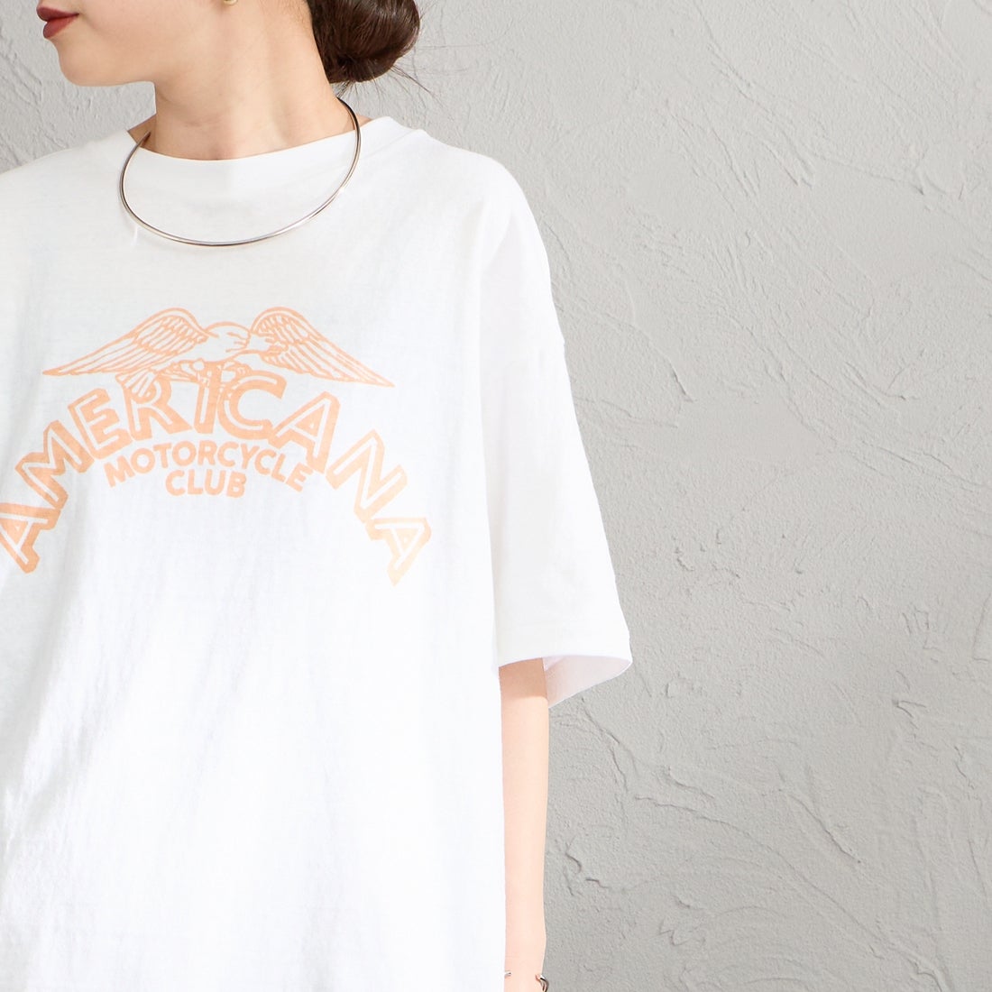 Americana [アメリカーナ] プリントTシャツ [BRF-808A-8] ﾎﾜｲﾄ &&モデル身長：150cm 着用サイズ：ONE SIZE&&
