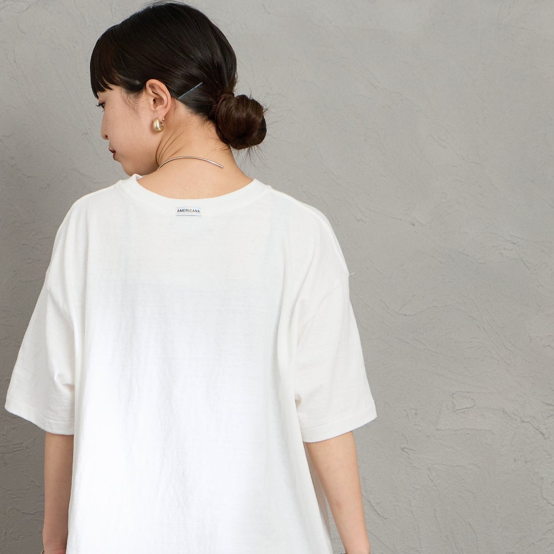 Americana [アメリカーナ] プリントTシャツ [BRF-808A-8] ﾎﾜｲﾄ &&モデル身長：150cm 着用サイズ：ONE SIZE&&