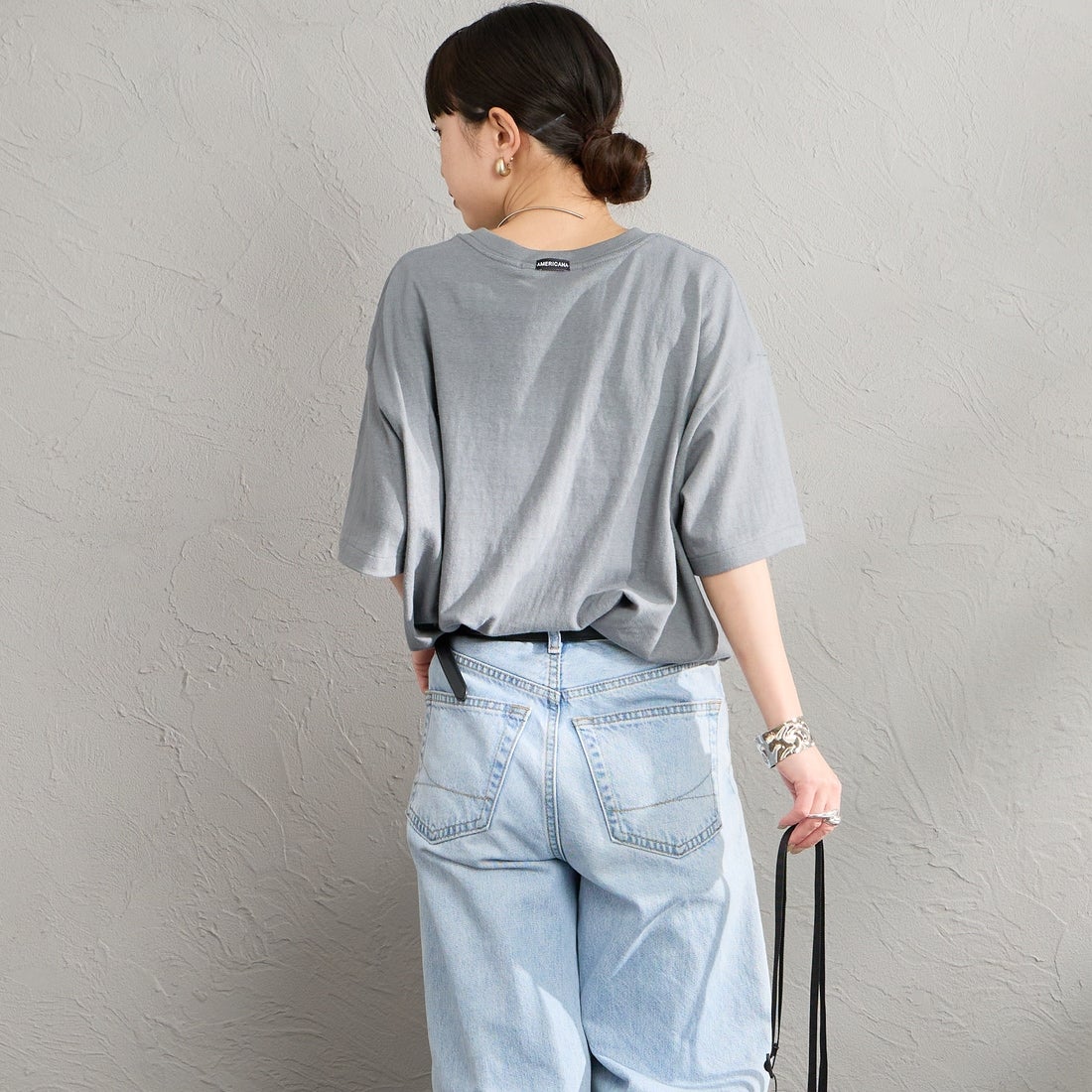 Americana [アメリカーナ] プリントTシャツ [BRF-808A-8] ｸﾞﾚｰ &&モデル身長：150cm 着用サイズ：ONE SIZE&&