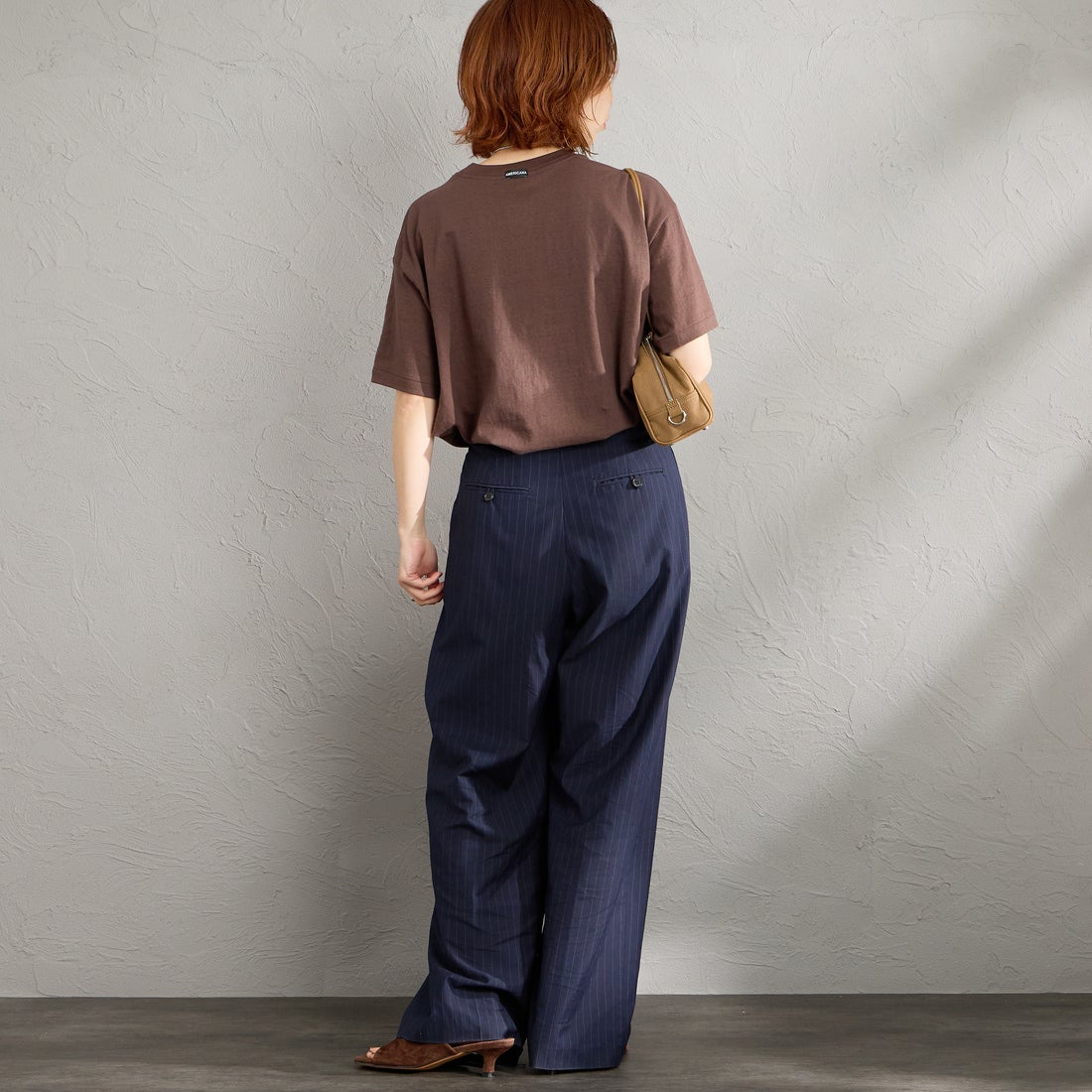 Americana [アメリカーナ] プリントTシャツ [BRF-808A-8] Dﾌﾞﾗｳﾝ &&モデル身長：158cm 着用サイズ：ONE SIZE&&