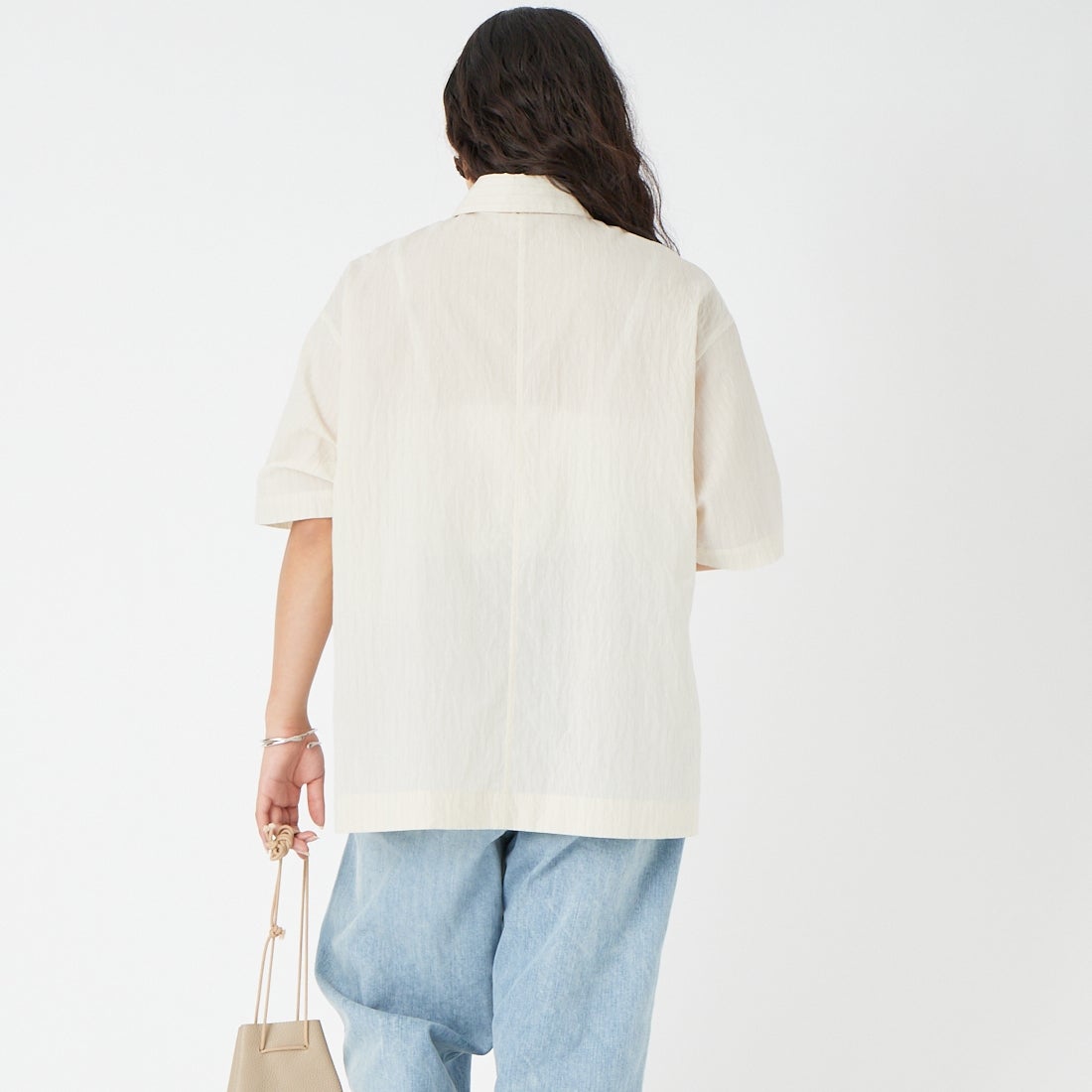 CLOCHE [クロシェ] ストライプシャツ [61285634] ｵﾌ &&モデル身長：162cm 着用サイズ：2&&