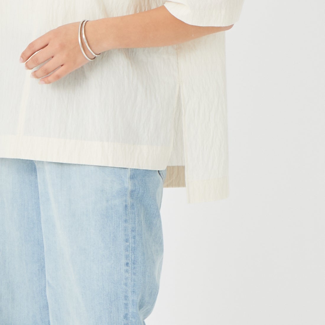 CLOCHE [クロシェ] ストライプシャツ [61285634] ｵﾌ &&モデル身長：162cm 着用サイズ：2&&