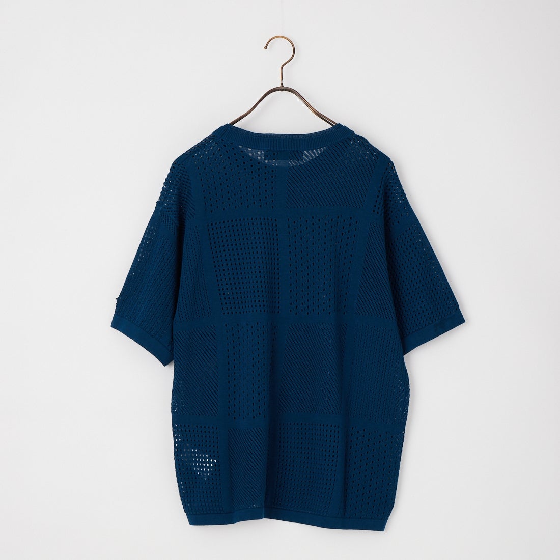 1PIU1UGUALE3 RELAX [ウノ ピゥ ウノ ウグァーレ トレ] ブロック メッシュニット 半袖Tシャツ [USK-26002] SN52 NAVY