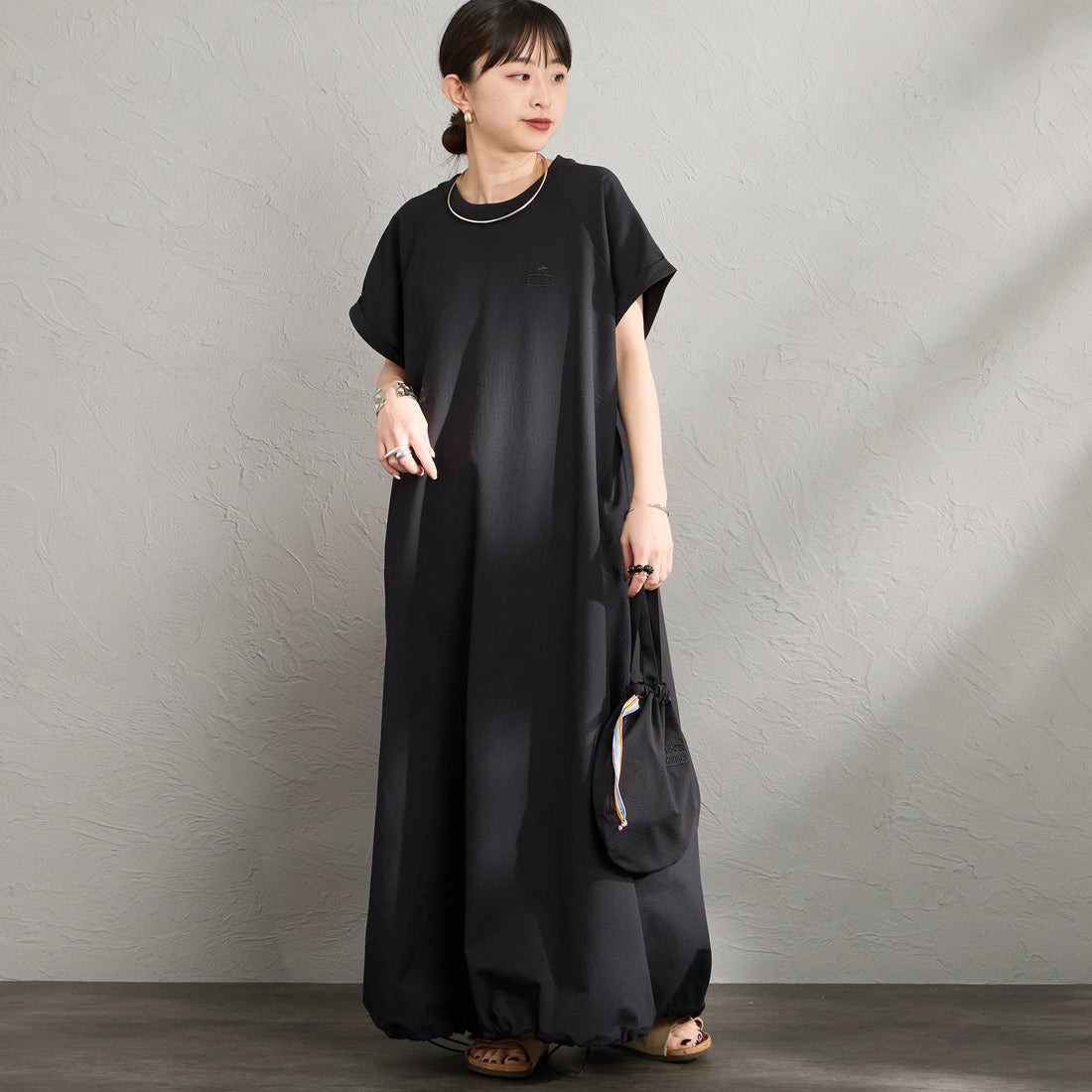 K001 BLACK&&モデル身長：150cm 着用サイズ：WM&&