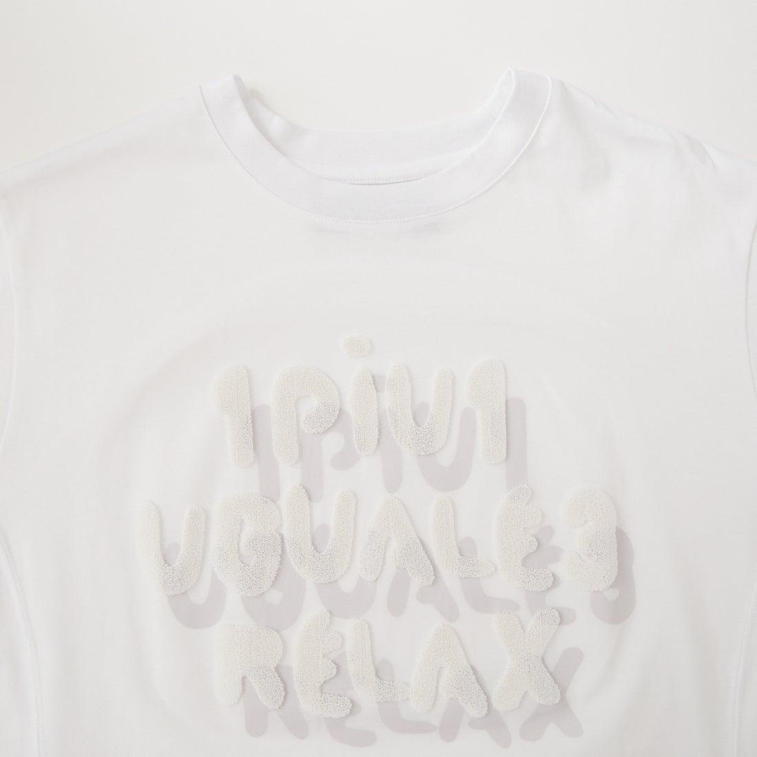 1PIU1UGUALE3 RELAX [ウノ ピゥ ウノ ウグァーレ トレ] シャドウ ロゴ 半袖Tシャツ [UST-26005] SN10 WHITE