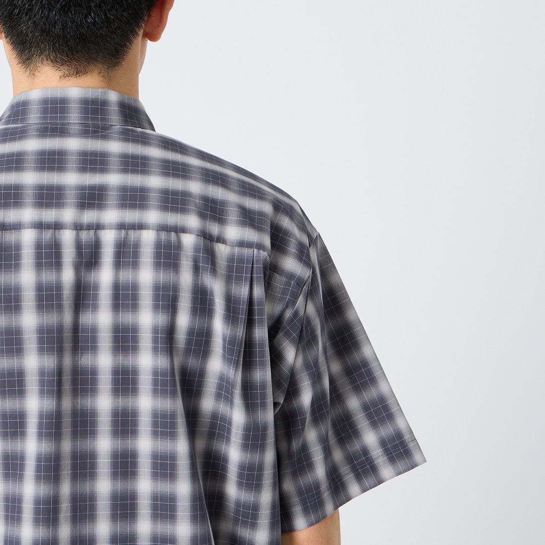 DANTON [ダントン] ポプリン ショートスリーブシャツ [DT-B0434TCV] GRY/CHR OM &&モデル身長：167cm 着用サイズ：38&&