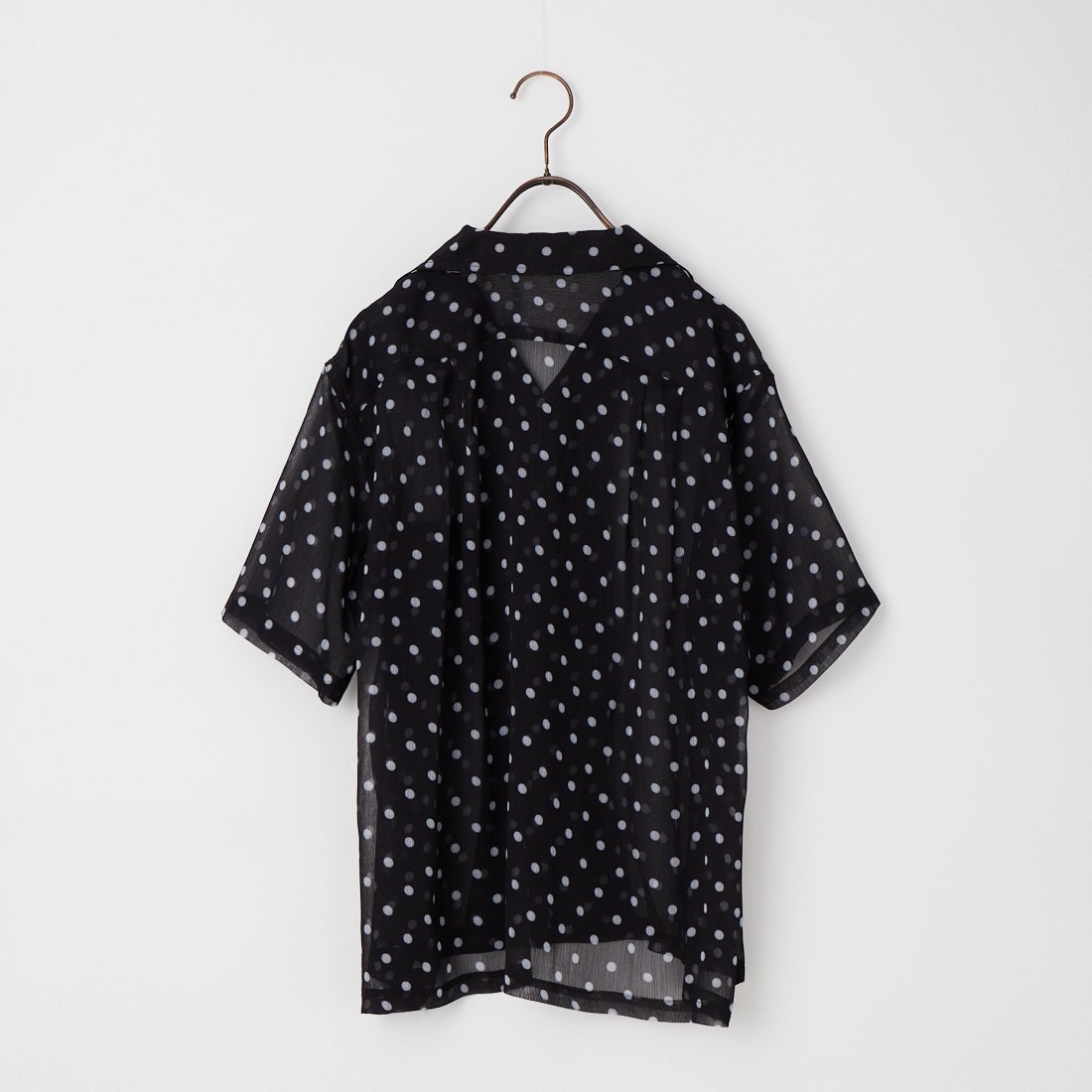 Vincent et Mireille [ヴァンソン エ ミレイユ] シアーオープンカラーシャツ [VM261PC11042] 93 BLK/OW