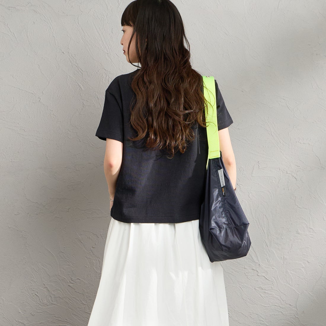 ORCIVAL [オーシバル] ワンポイント刺繍 ショートスリーブTシャツ [OR-C0519TSB] BLACK &&モデル身長：150cm 着用サイズ：2&&