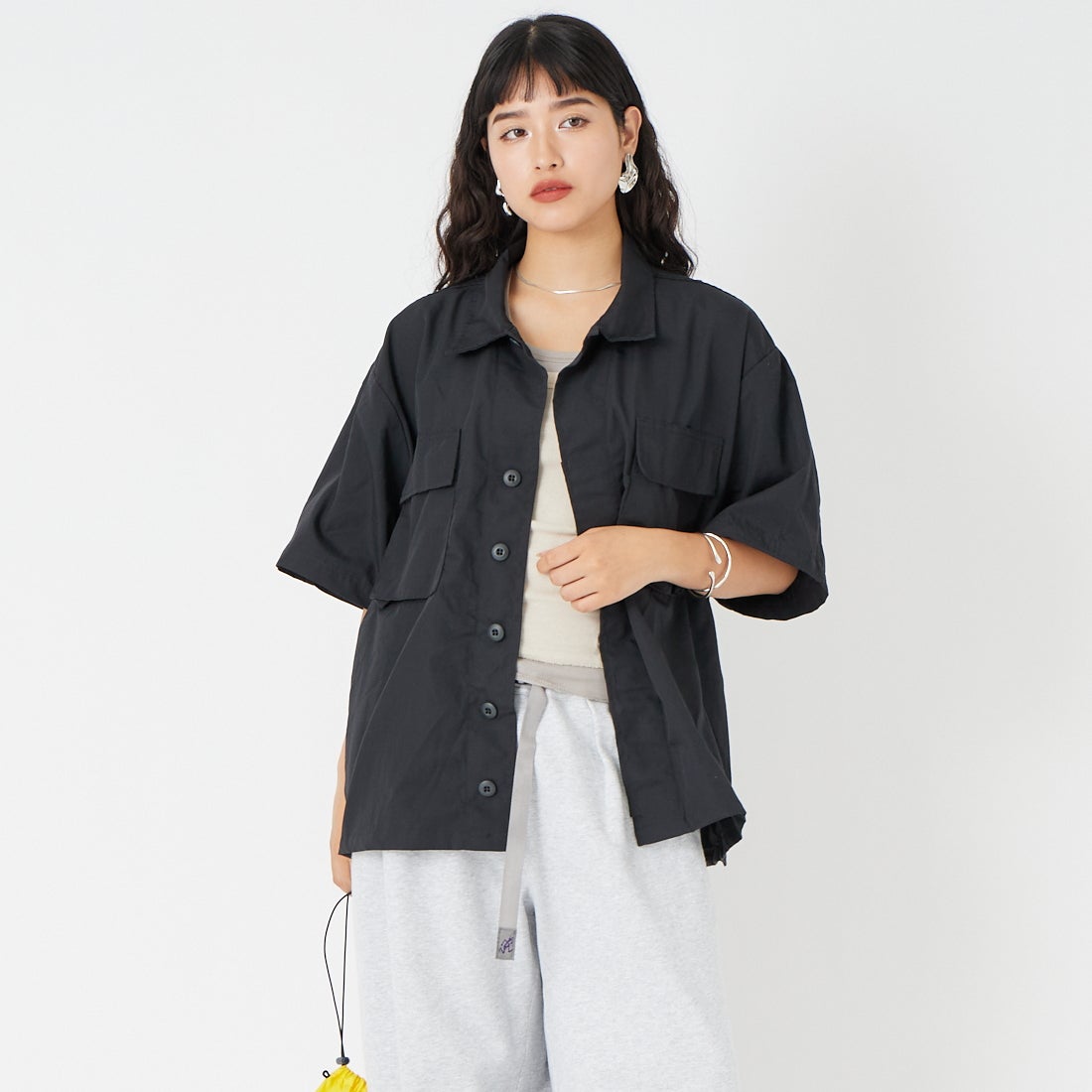 BLACK&&モデル身長：162cm 着用サイズ：L&&