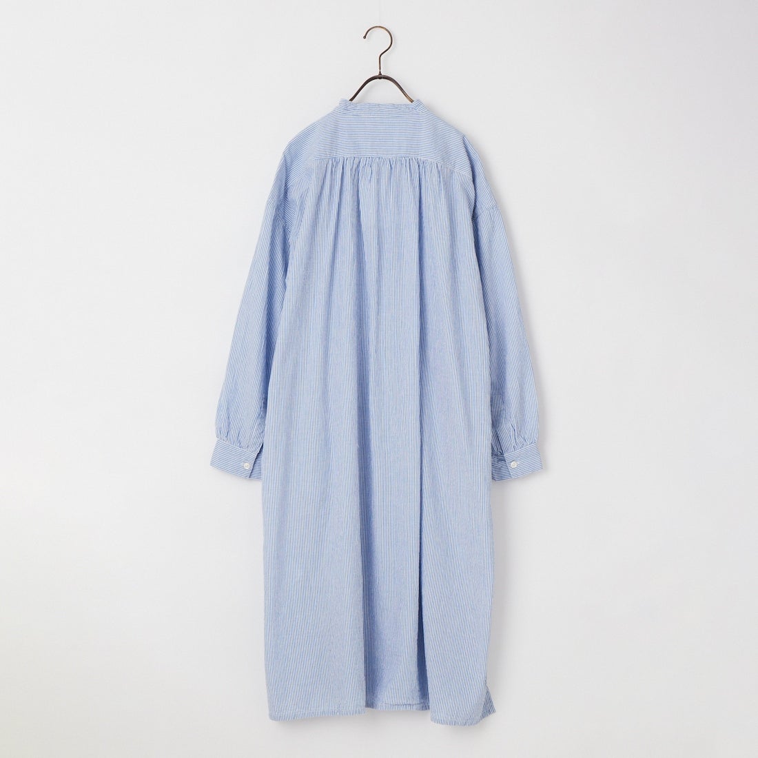 ARMEN [アーメン] シアサッカー ワークギャザーバンドカラーシャツワンピース [INAM2633S] 3490 BLU/S