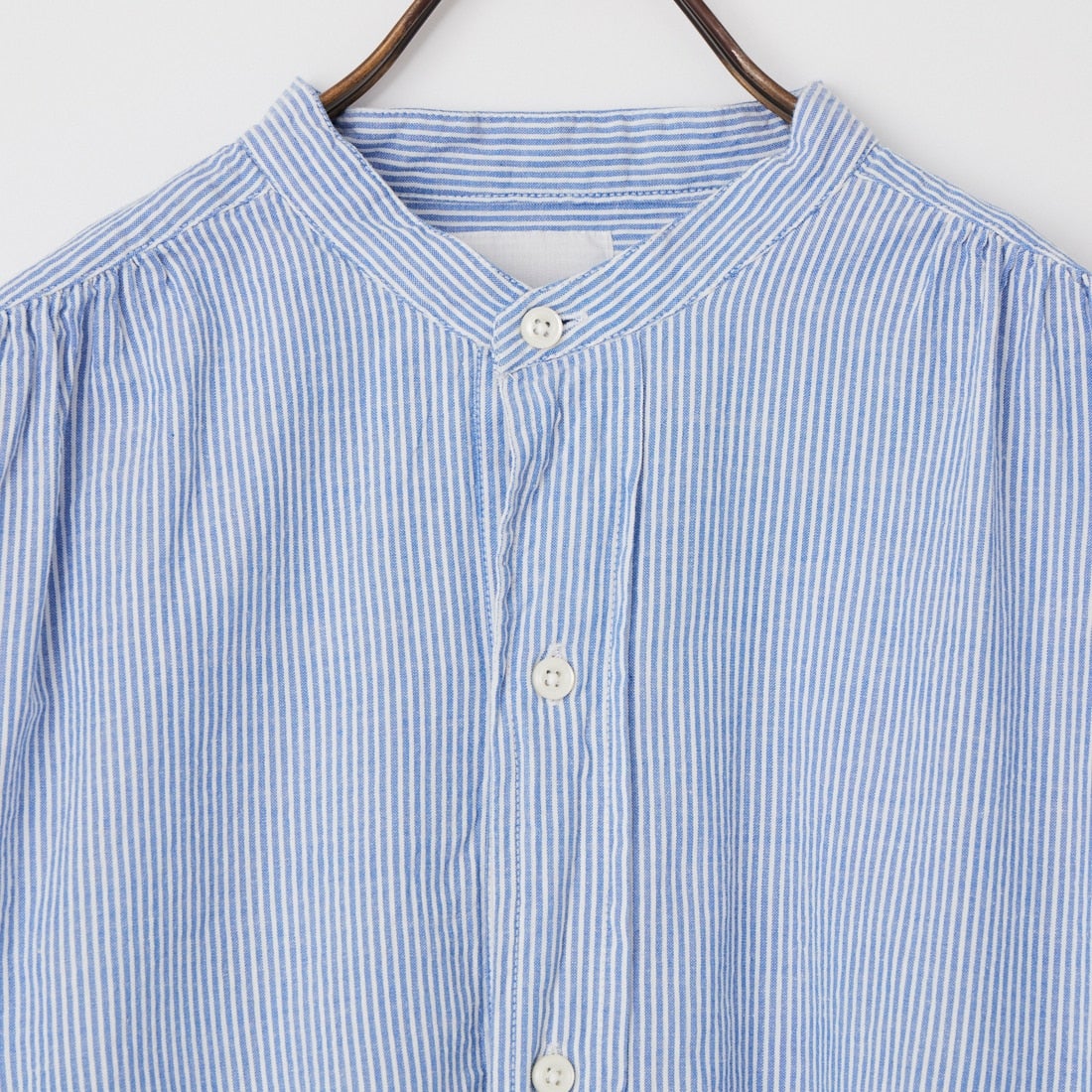 ARMEN [アーメン] シアサッカー ワークギャザーバンドカラーシャツワンピース [INAM2633S] 3490 BLU/S