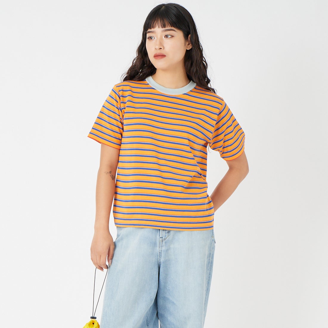 RYE TENDER [ライテンダー] センターTシャツ [010062600] ORANGE TEM &&モデル身長：162cm 着用サイズ：0&&