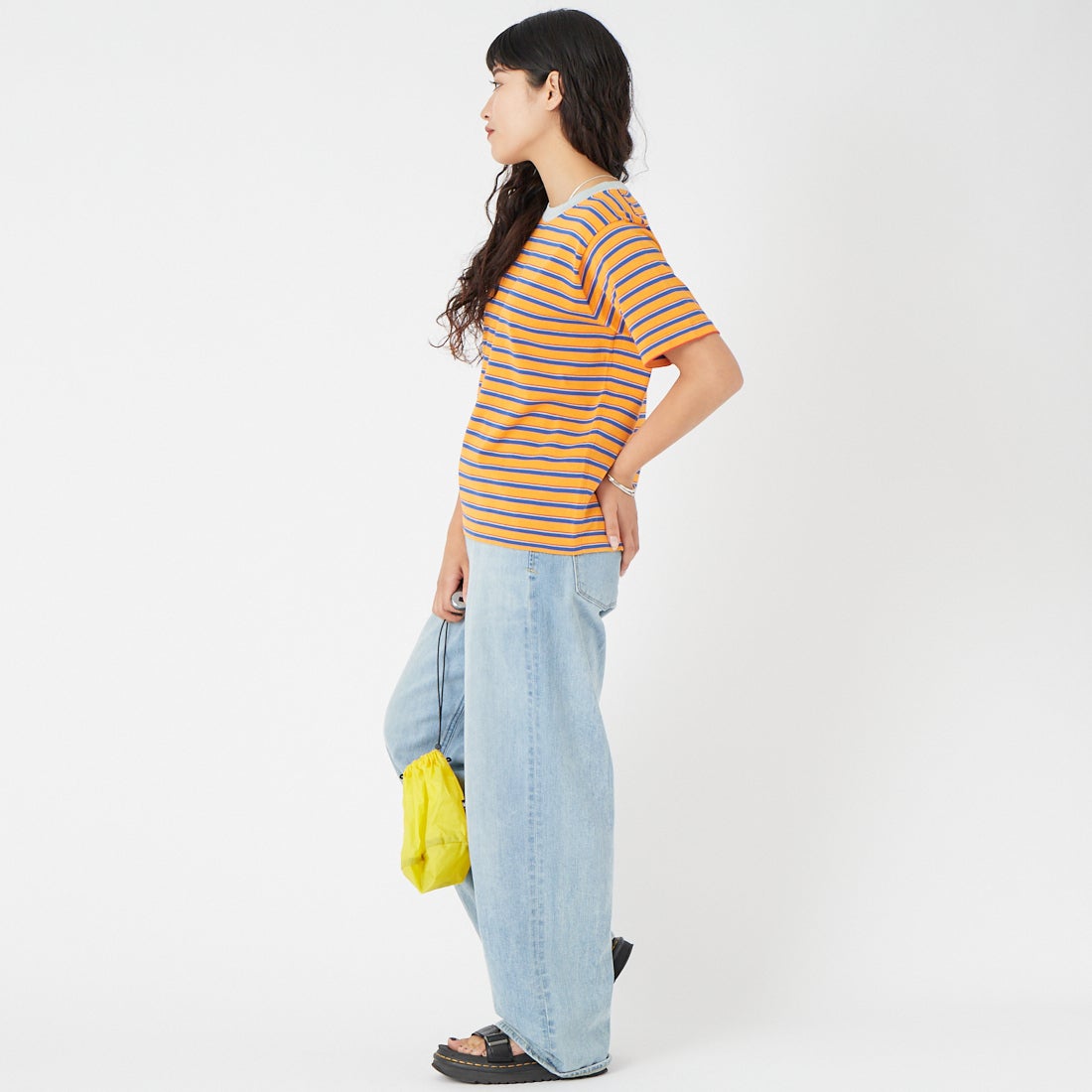 RYE TENDER [ライテンダー] センターTシャツ [010062600] ORANGE TEM &&モデル身長：162cm 着用サイズ：0&&