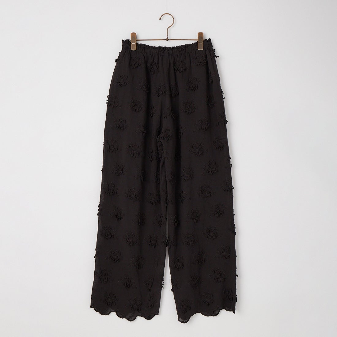 crinkle crinkle crinkle [クリンクル クリンクル クリンクル] シアーコットン 3D刺繍 イージーパンツ [CC-4528] BLACK