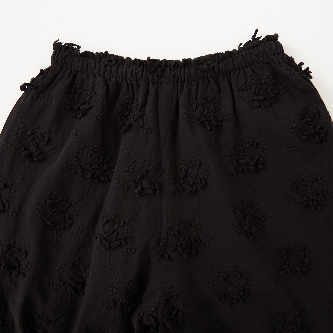 crinkle crinkle crinkle [クリンクル クリンクル クリンクル] シアーコットン 3D刺繍 イージーパンツ [CC-4528] BLACK