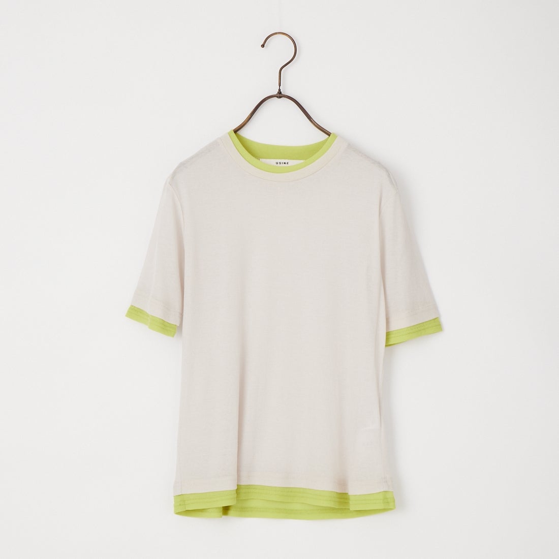 USINE [ユジーヌ] シアーショートスリーブレイヤードTシャツ [21267070] 001 ﾗｲﾄｸﾞﾚ