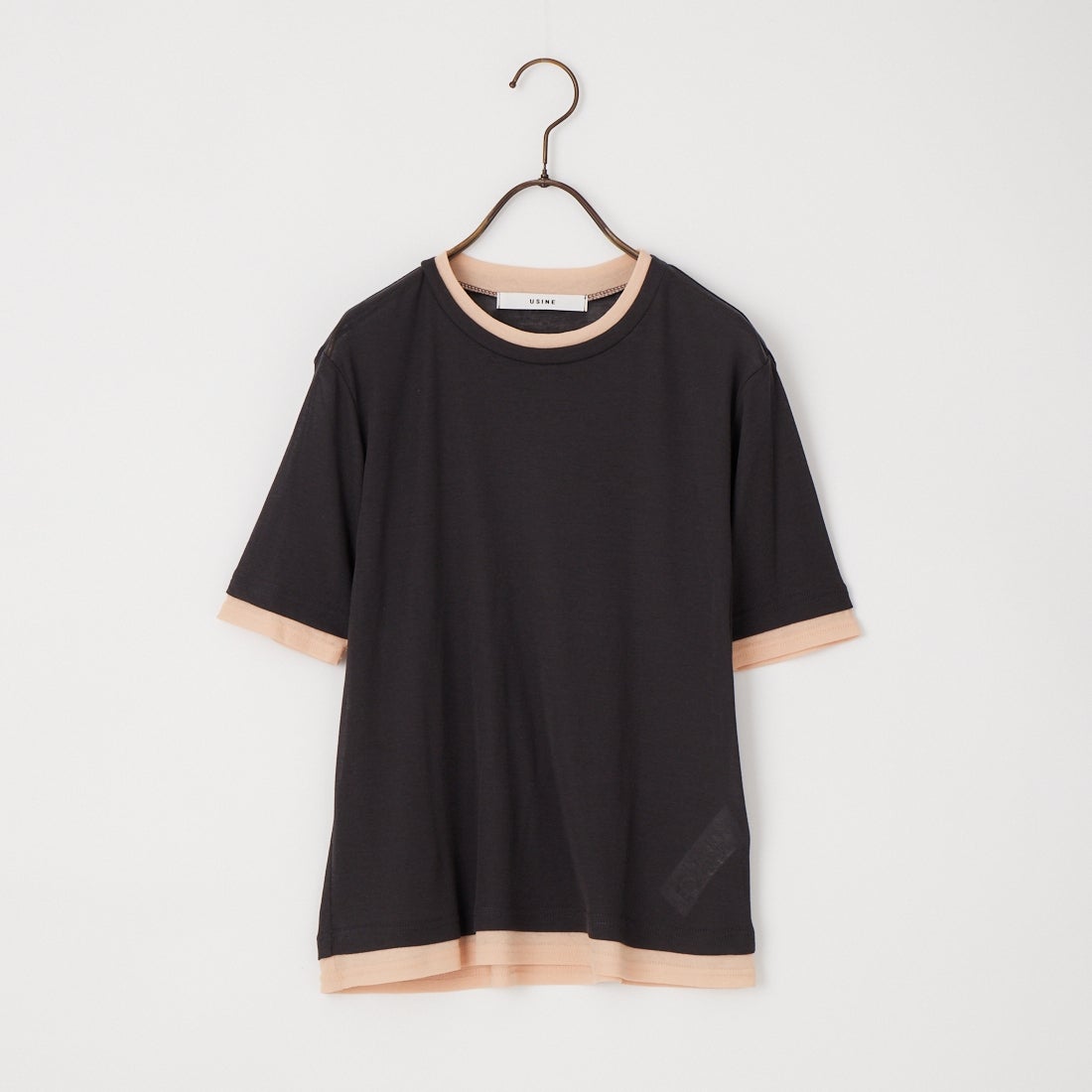 USINE [ユジーヌ] シアーショートスリーブレイヤードTシャツ [21267070] 003 ﾁｬｺｰﾙ/