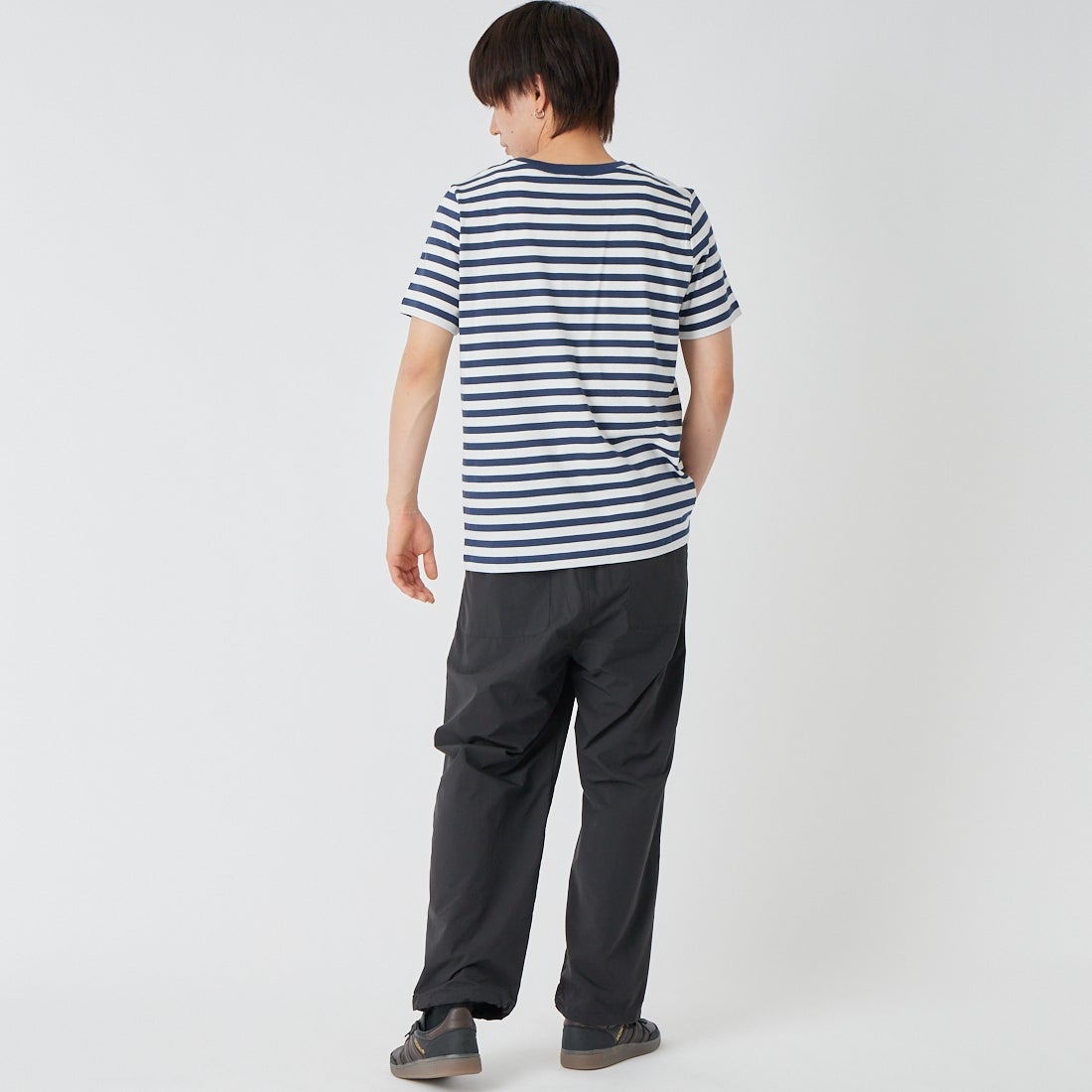 A.P.C. [アー・ペー・セー] ロゴ刺繍ショートスリーブボーダーTシャツ [STANDARD-APC-BRODE-R] 39 D.NAVY &&モデル身長：177cm 着用サイズ：M&&