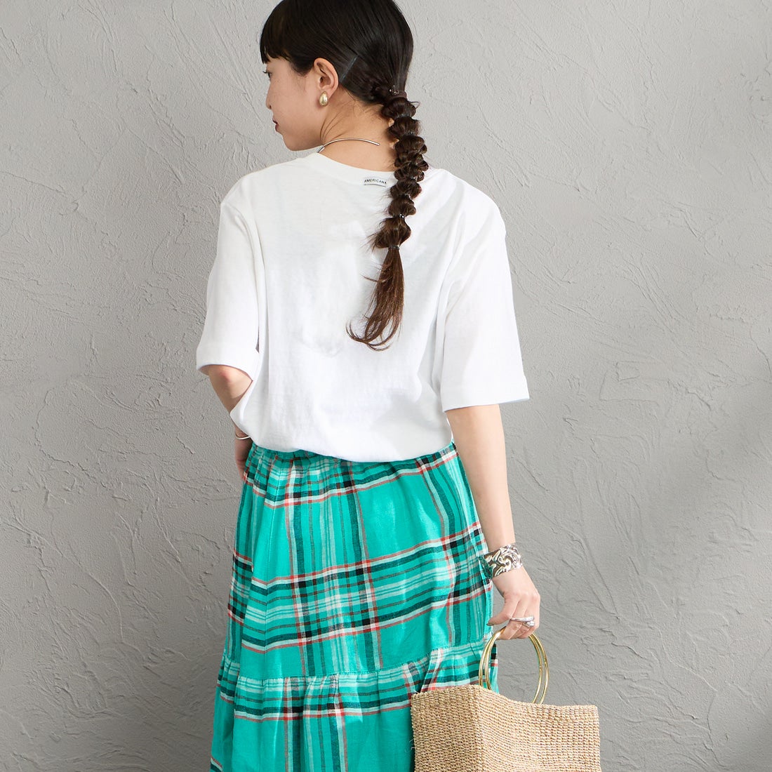 Americana [アメリカーナ] AMRCN FLOWER プリントTシャツ [BRF-807A-1] ﾎﾜｲﾄ &&モデル身長：150cm 着用サイズ：ONE SIZE&&