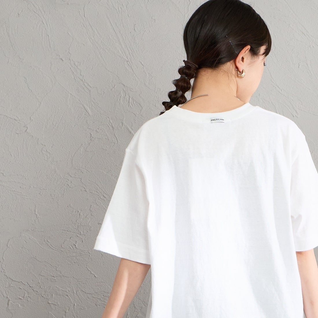 Americana [アメリカーナ] AMRCN FLOWER プリントTシャツ [BRF-807A-1] ﾎﾜｲﾄ &&モデル身長：150cm 着用サイズ：ONE SIZE&&