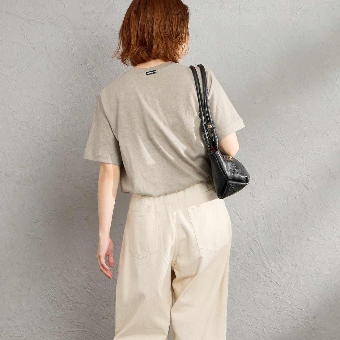 Americana [アメリカーナ] AMRCN FLOWER プリントTシャツ [BRF-807A-1] LTｸﾞﾚｰ &&モデル身長：158cm 着用サイズ：ONE SIZE&&
