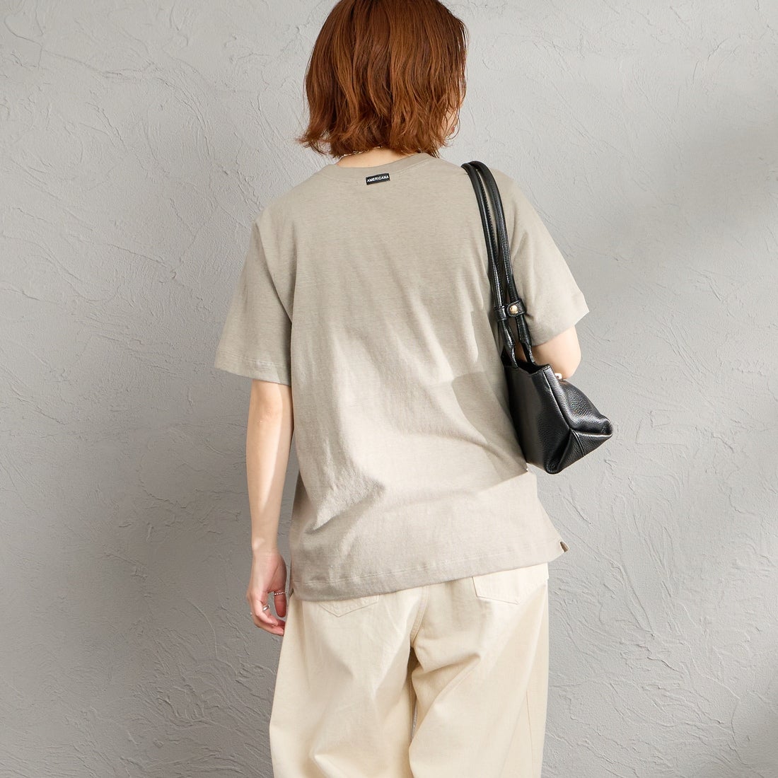 Americana [アメリカーナ] AMRCN FLOWER プリントTシャツ [BRF-807A-1] LTｸﾞﾚｰ &&モデル身長：158cm 着用サイズ：ONE SIZE&&
