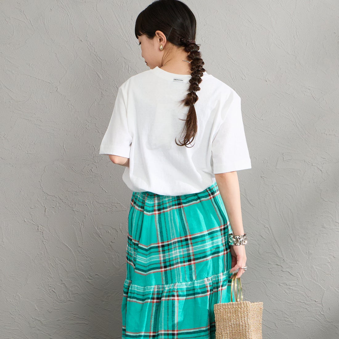 Americana [アメリカーナ] AMERICANA PALM TREE プリントシャツ [BRF-807A-2] ﾎﾜｲﾄ &&モデル身長：150cm 着用サイズ：ONE SIZE&&