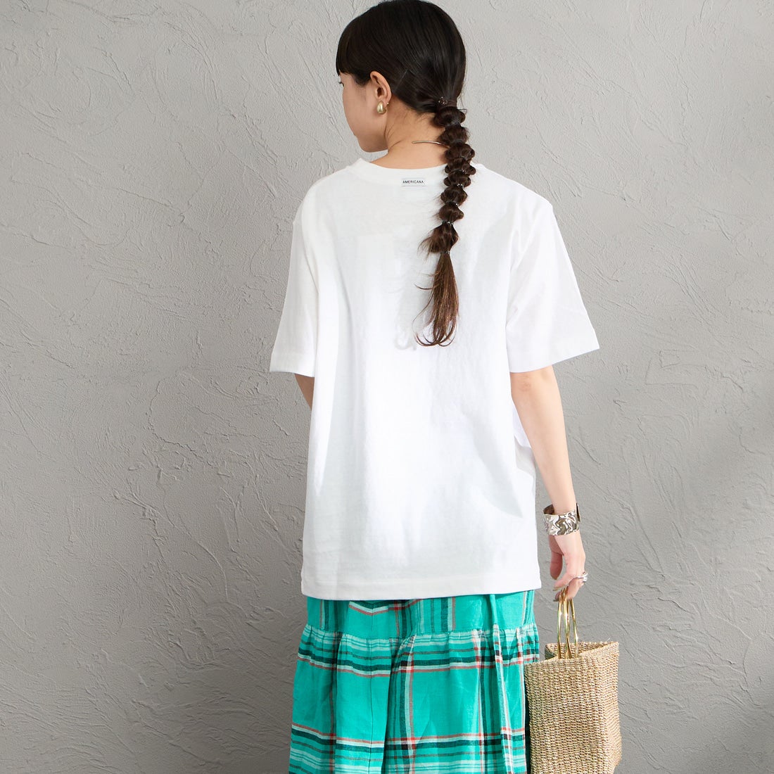 Americana [アメリカーナ] AMERICANA PALM TREE プリントシャツ [BRF-807A-2] ﾎﾜｲﾄ &&モデル身長：150cm 着用サイズ：ONE SIZE&&