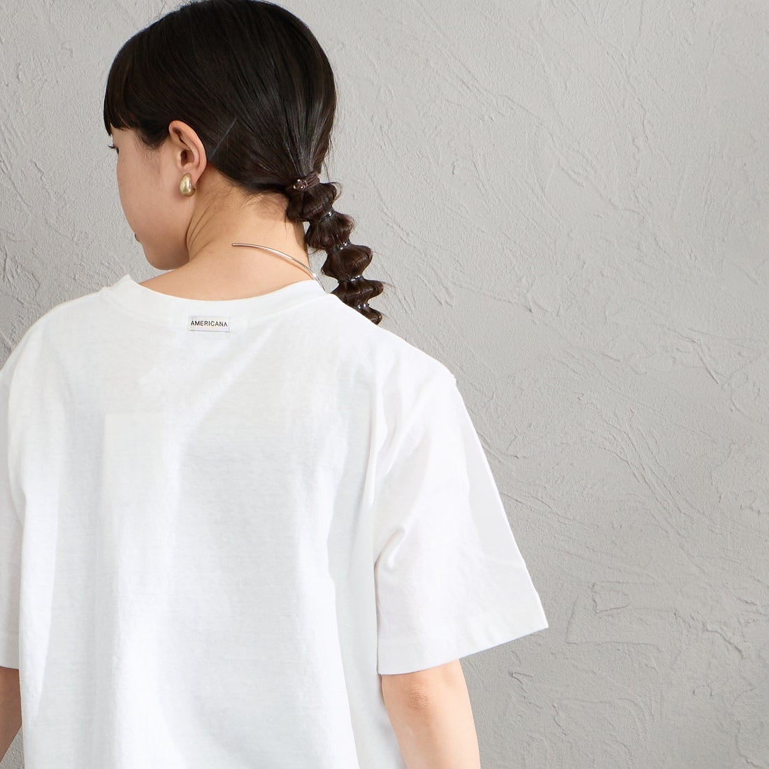 Americana [アメリカーナ] AMERICANA PALM TREE プリントシャツ [BRF-807A-2] ﾎﾜｲﾄ &&モデル身長：150cm 着用サイズ：ONE SIZE&&