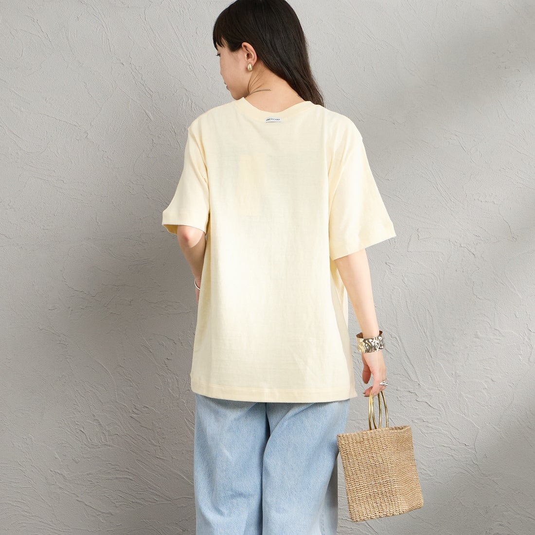 Americana [アメリカーナ] AMERICANA PALM TREE プリントシャツ [BRF-807A-2] LTｲｴﾛｰ &&モデル身長：150cm 着用サイズ：ONE SIZE&&