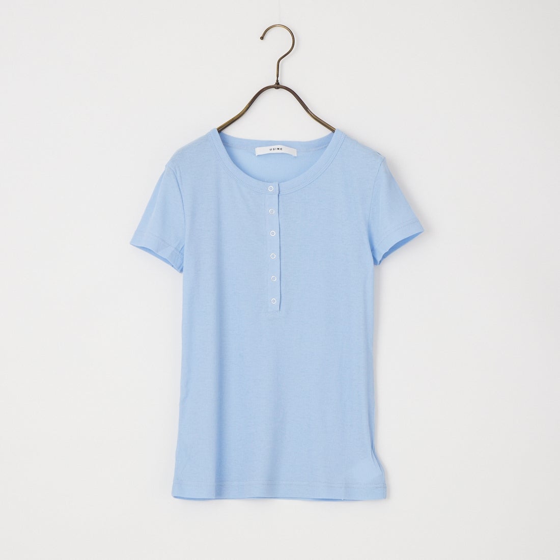 USINE [ユジーヌ] シアーリブヘンリーネックTシャツ [21267068] 073 ｻｯｸｽ