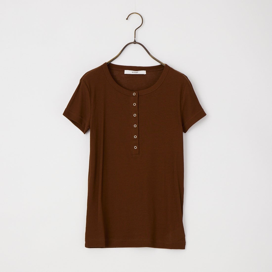USINE [ユジーヌ] シアーリブヘンリーネックTシャツ [21267068] 037 ﾌﾞﾗｳﾝ