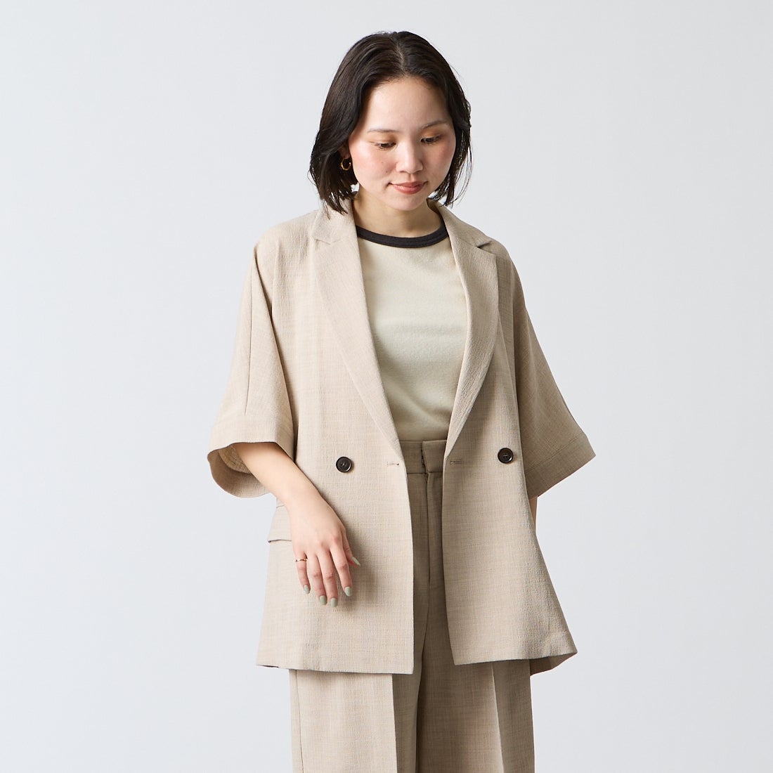 033 ﾍﾞｰｼﾞｭ&&モデル身長：160cm 着用サイズ：F&&